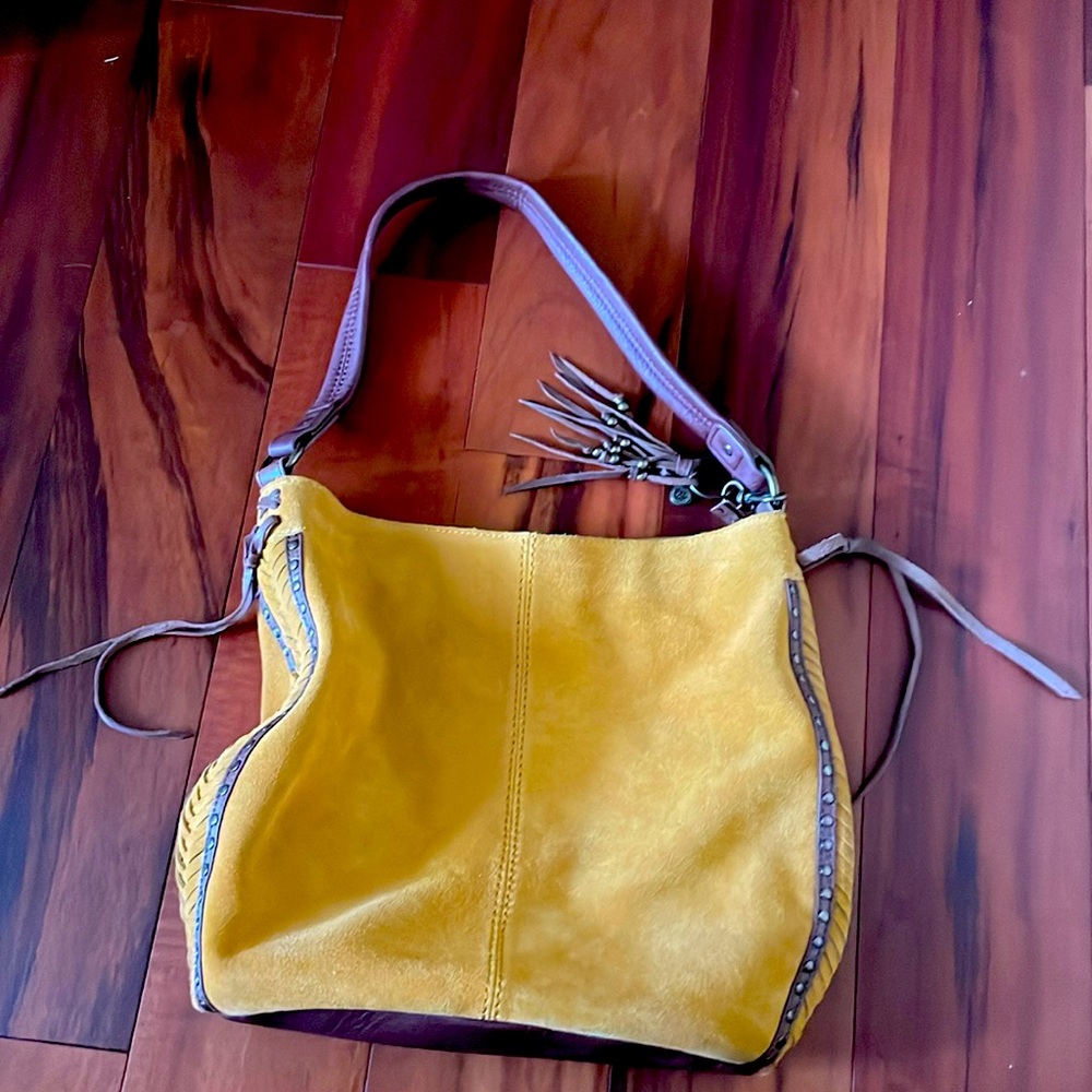 The Sak Mustard Suede Hobo-very Boho